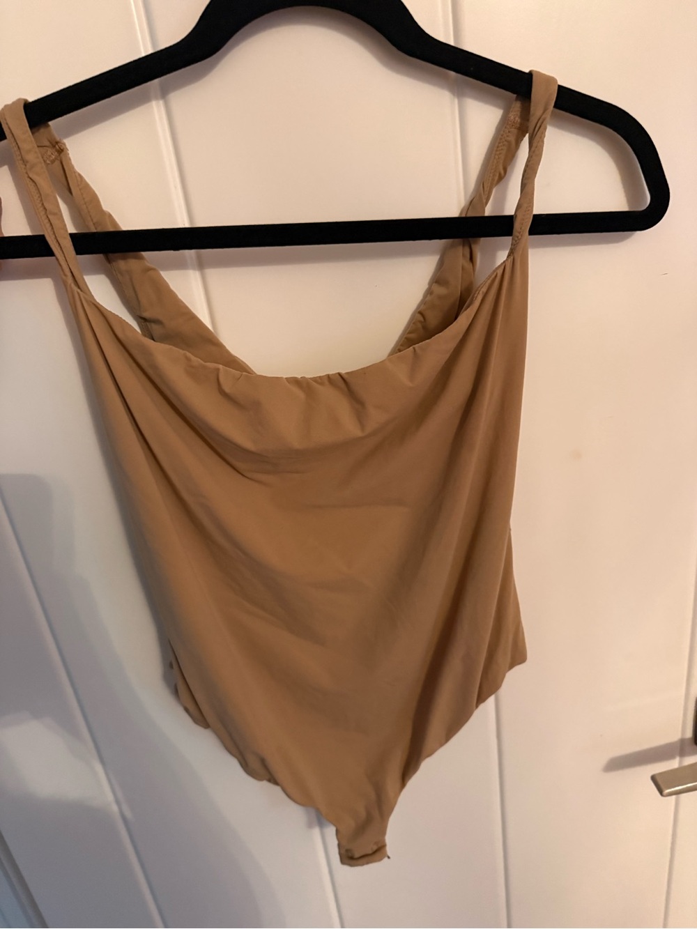 SKIMS Beige Cowl Neck Tank Bodysuit